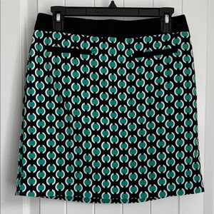 Worthington Black and Teal Geometric Skirt